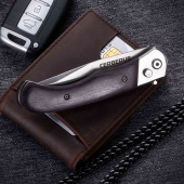 Нож автоматический с деревянной рукоятью и клипсой Ножемир Чёткий расклад Cerberus A-136 от магазина SERREITOR.RU